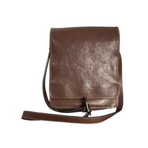 Katana Leather Messenger Bag Brown Crossbody Satchel Purse 10" Made in‎ France